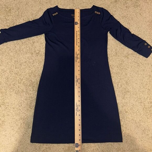 Lilly Pulitzer UPF 50+ Sophie Dress Navy Blue 3/4 sleeve gold button size XS - Picture 9 of 12